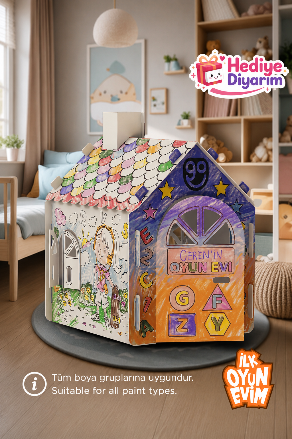 Boyanabilir Karton Oyun Evi
