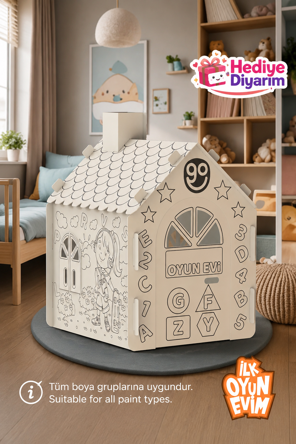 Boyanabilir Karton Oyun Evi